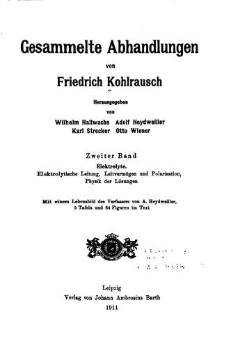 Gesammelte Abhandlungen von Friedrich Kohlrausch
