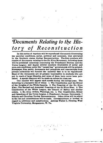 Documents Relating to Reconstruction