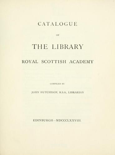 Catalogue of the Library, Royal Scottish Academy