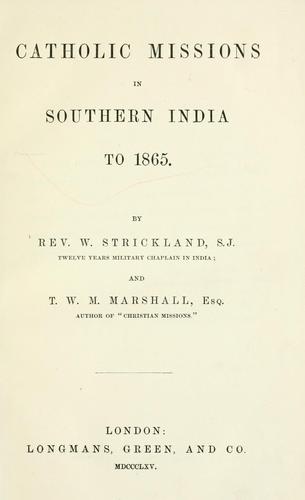 Catholic missions in southern India to 1865