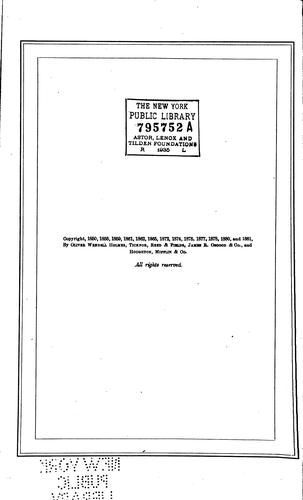 The Complete Poetical Works of Oliver Wendell Holmes: With Illustrations