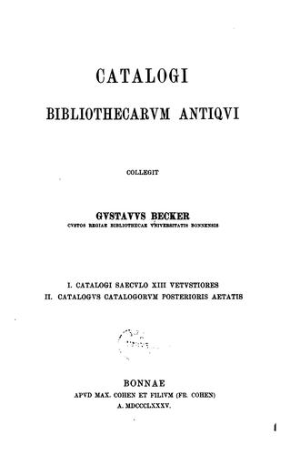 Catalogi bibliothecarum antiqui