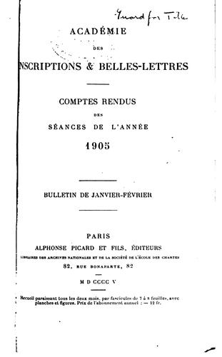 Comptes rendus des séances - Académie des inscriptions & belles-lettres