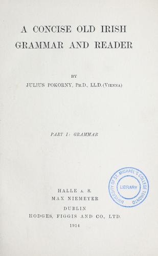 A concise Old Irish grammar and reader