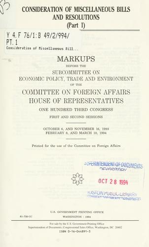 Consideration of miscellaneous bills and resolutions