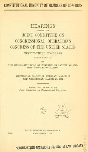 Constitutional immunity of members of Congress
