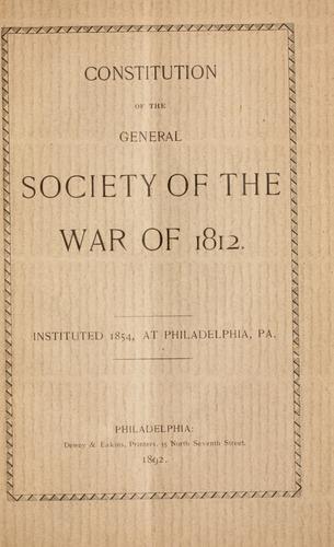 Constitution of the general Society of the war of 1812