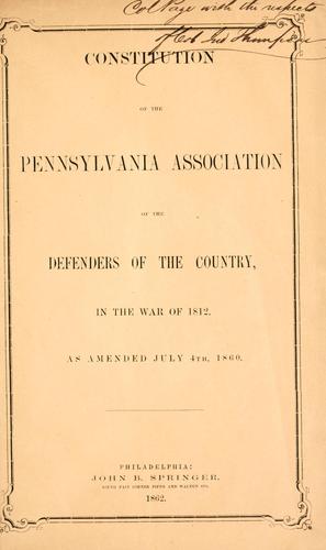 Constitution of the Pennsylvania association of the defenders of the country