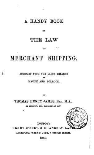 A Handy Book on the Law of Merchant Shipping