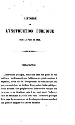Histoire de l'instruction publique dans le pays de Vaud