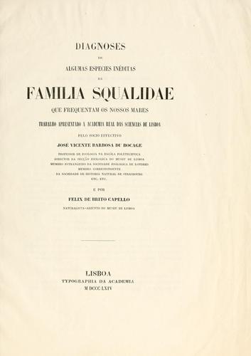 Diagnoses de algumas especies in©ditas da familia Squalidae que frequentam os nossos mares