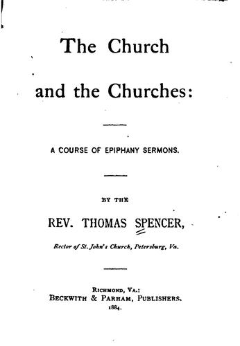 The Church and the Churches: A Course of Epiphany Sermons
