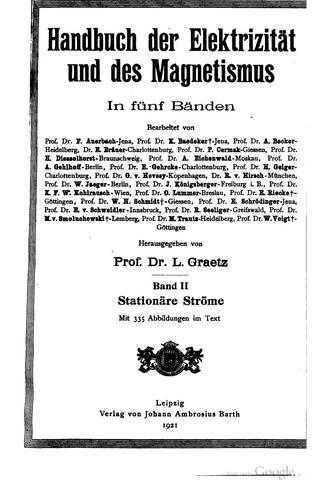 Handbuch der Elektrizität und des Magnetismus