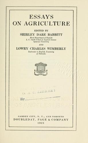 Essays on agriculture