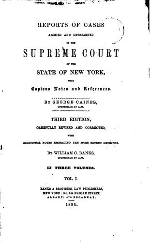 Reports of Cases Argued and Determined in the Supreme Court of the State of New York