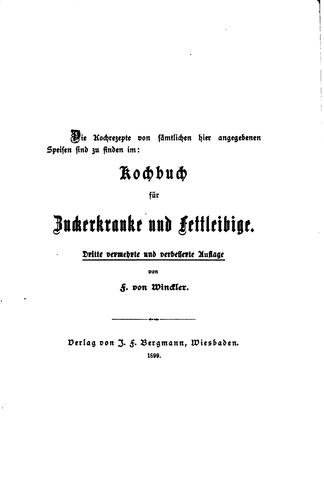 365 Speisezettel für Zuckerkranke und Fettleibige mit 20 Rezepten über ...