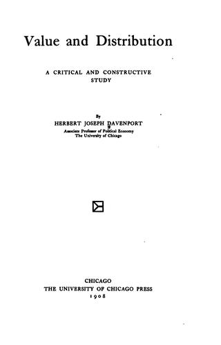 Value and Distribution: A Critical and Constructive Study