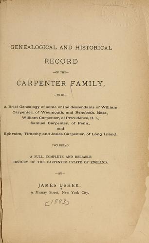 Genealogical and historical record of the Carpenter family