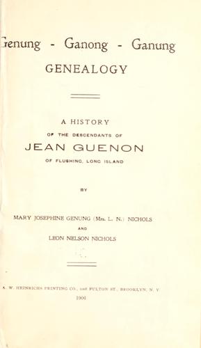 Genung--Ganong--Ganung genealogy