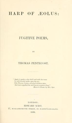 Harp of Aeolus, fugitive poems