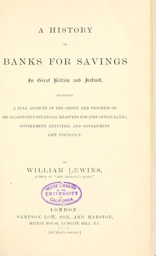 A history of banks for savings in Great Britain and Ireland