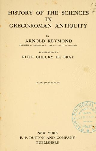 Histoire des sciences exactes et naturelles dans l'antiquité gréco-romaine