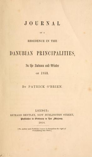 Journal of a residence in the Danubian principalities