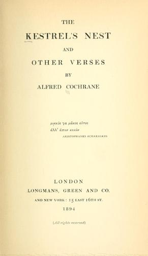 The kestrel's nest and other verses