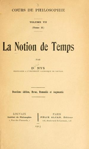 La notion de temps