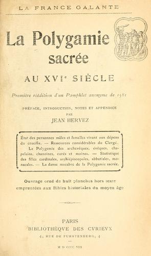 La polygamie sacrée au XVIe siècle