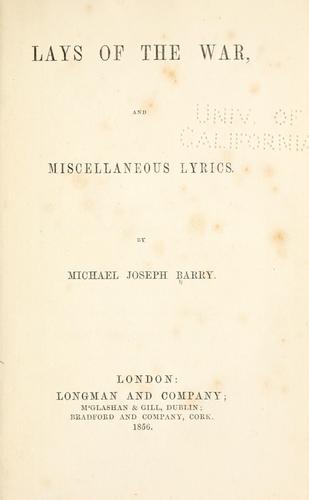 Lays of the war and miscellaneous lyrics