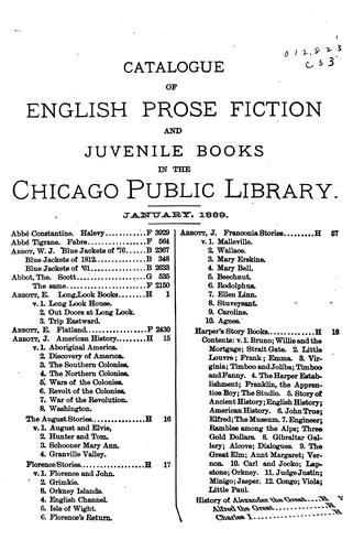 Catalogue of English Prose Fiction and Juvenile Books in the Chicago Public Library. [January 1889.]