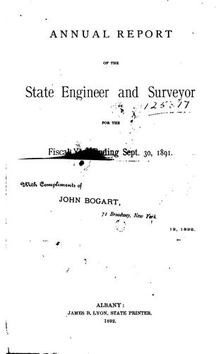Annual Report of the State Engineer and Surveyor for the Year[s] ...