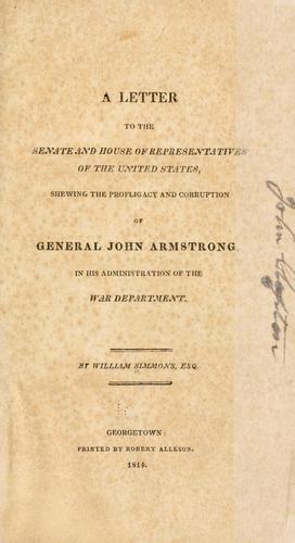 A letter to the Senate and House of representatives of the United States