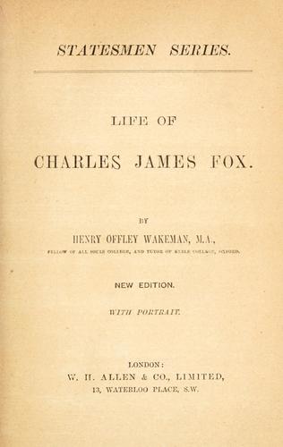Life of Charles James Fox