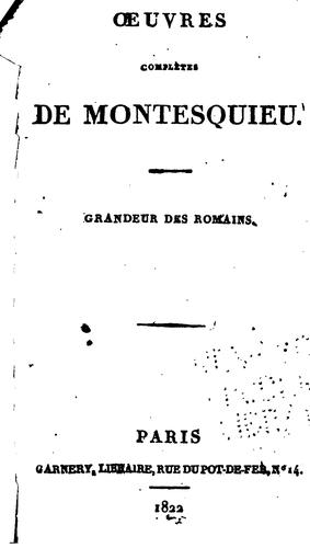 Oeuvres complètes de Montesquieu