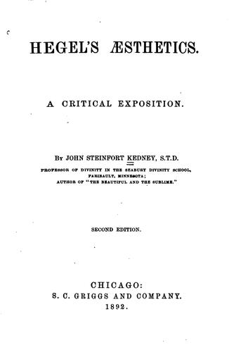 Hegels Aesthetics: A Critical Exposition
