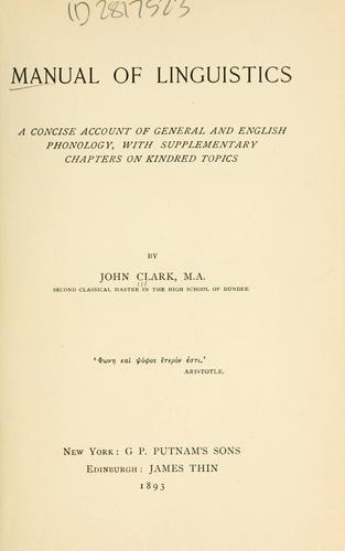 Manual of linguistics