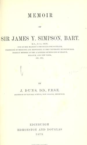 Memoir of Sir James Y. Simpson, bart