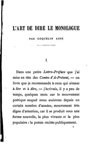 L'art de dire le monologue
