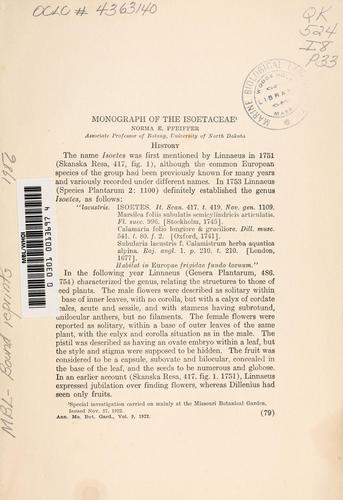 Monograph of the Isoetaceae