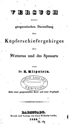 Versuch einer Geognostischen Darstellung des Kupferschiefergebirges der Wetterau und des Spessart