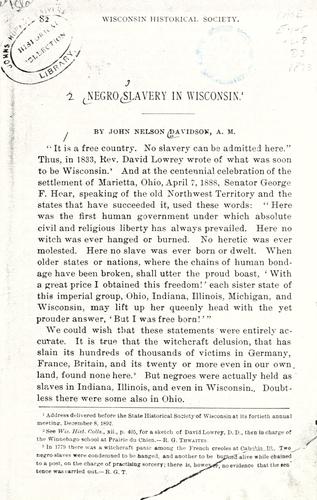 Negro slavery in Wisconsin