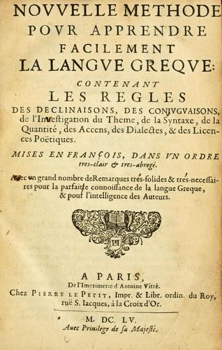 Nouvelle methode pour apprendre facilement la langue greque