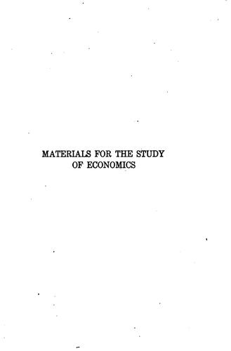 Agricultural Economics: A Selection of Materials in which Economic Principles are Applied to the ..