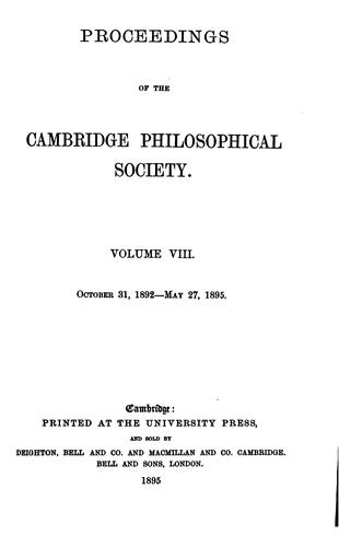 Proceedings of the Cambridge Philosophical Society