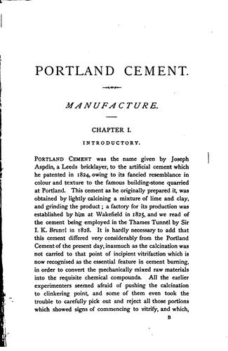 Portland Cement; Its Manufacture, Testing, and Use