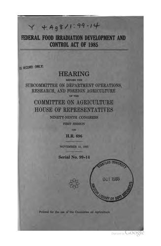 Federal Food Irradiation Development and Control Act of 1985