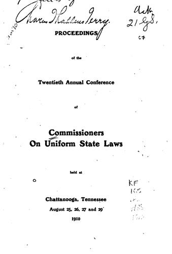 Proceedings of the ... Annual Conference of Commissioners on Uniform State Laws