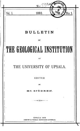 Bulletin of the Geological Institutions of the University of Uppsala